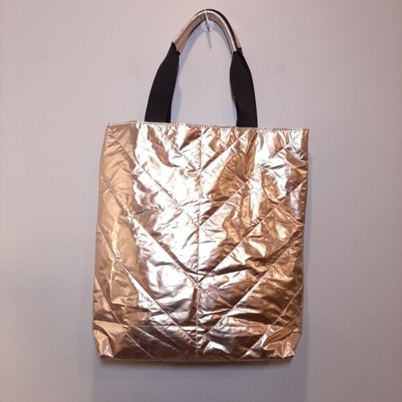Victorias Secret Limited Edition Rose Gold Puffer Tote Bag Quilted Metallic VS - Picture 8 of 13